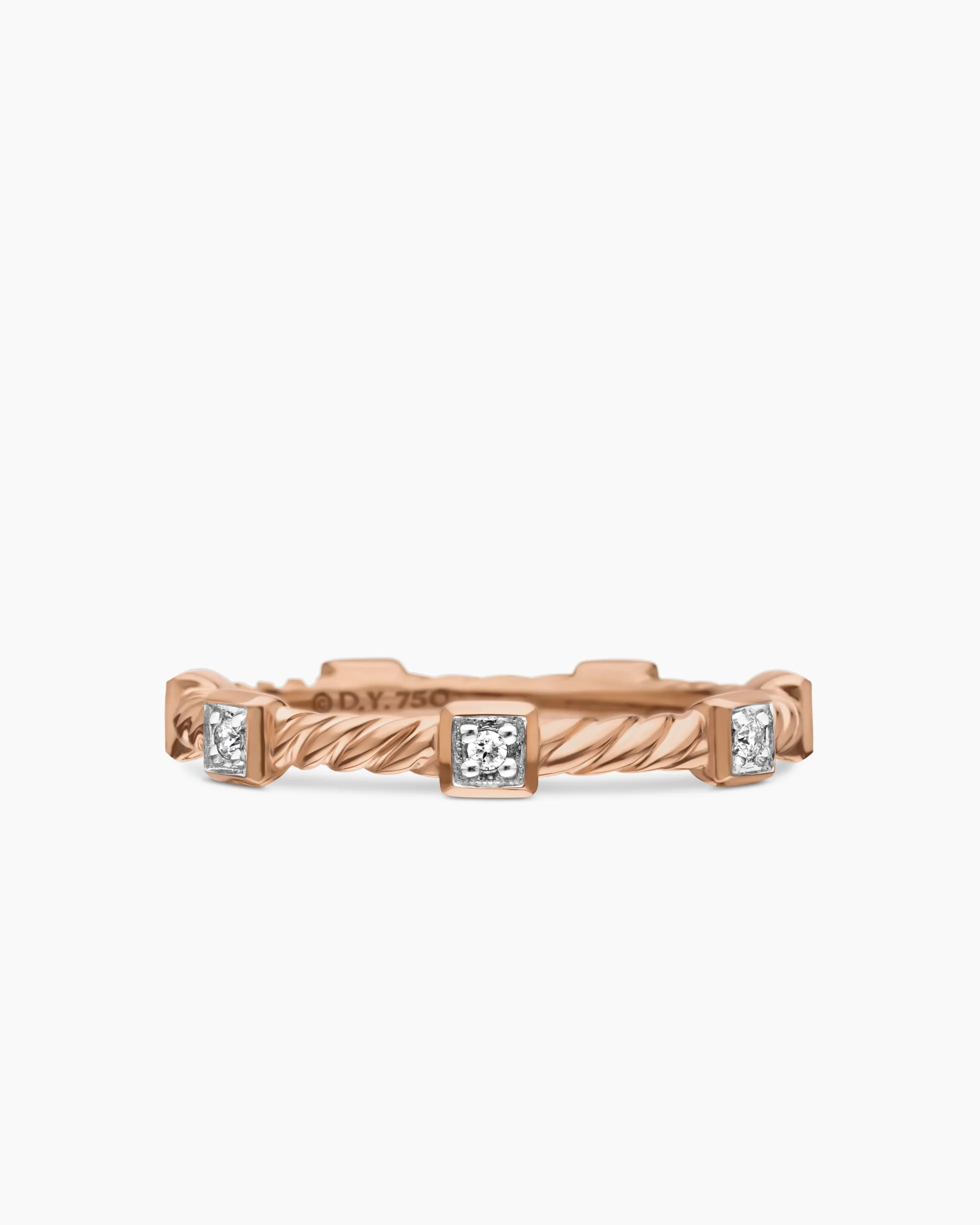 Cable Collectibles® Stations Stack Ring 18K Rose Gold with Diamonds, 2mm