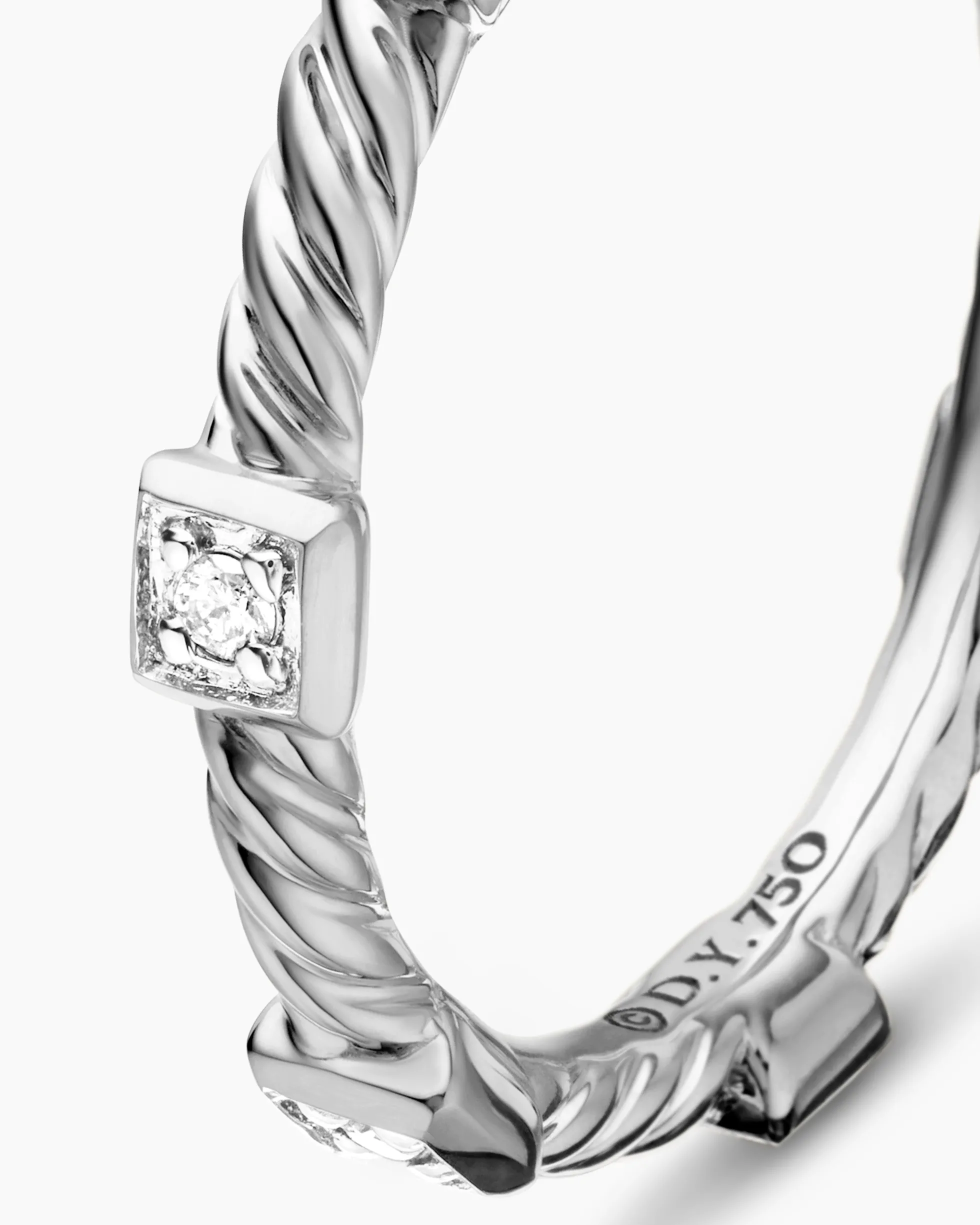 Cable Collectibles® Stations Stack Ring 18K White Gold with Diamonds, 2mm