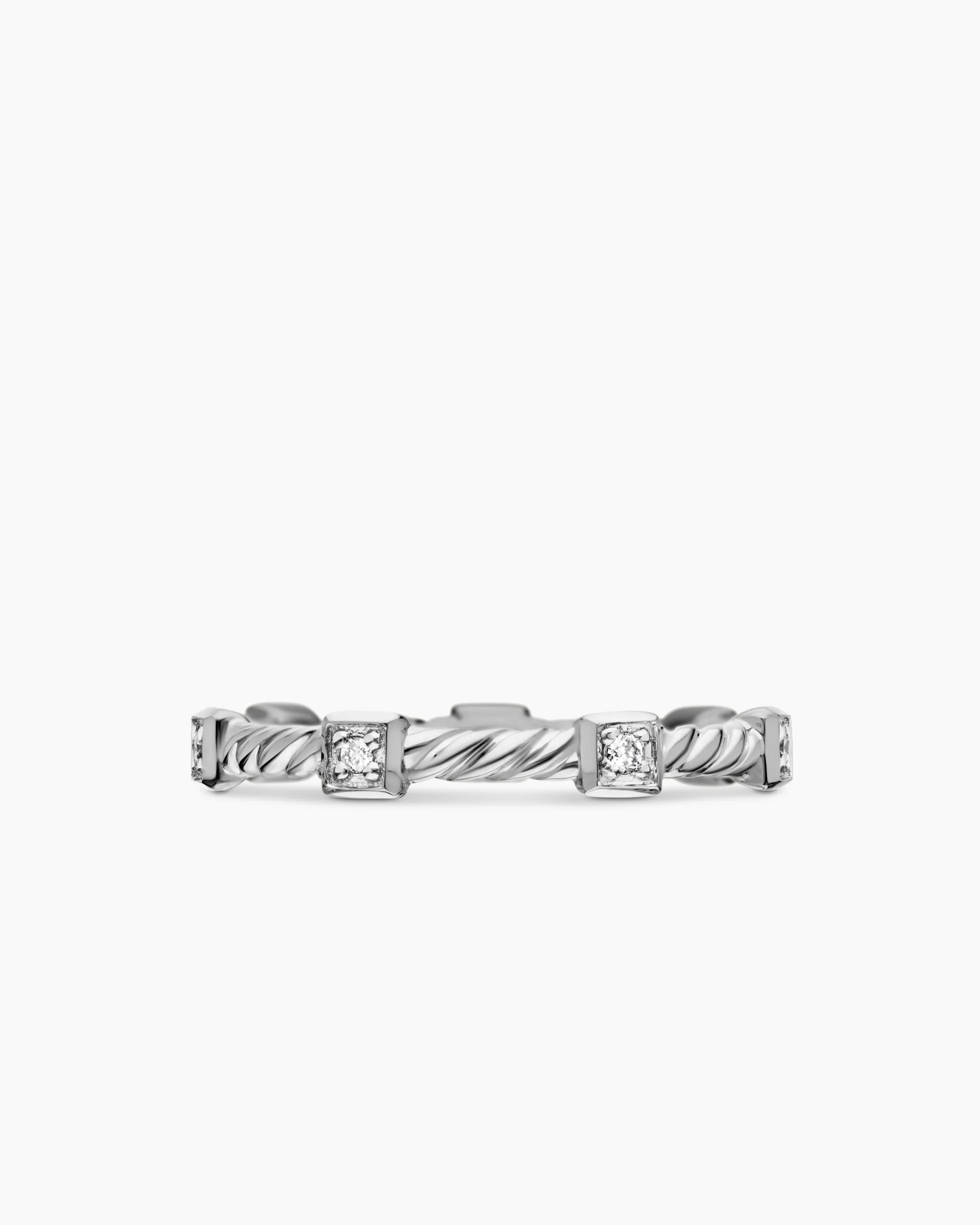 Cable Collectibles® Stations Stack Ring 18K White Gold with Diamonds, 2mm