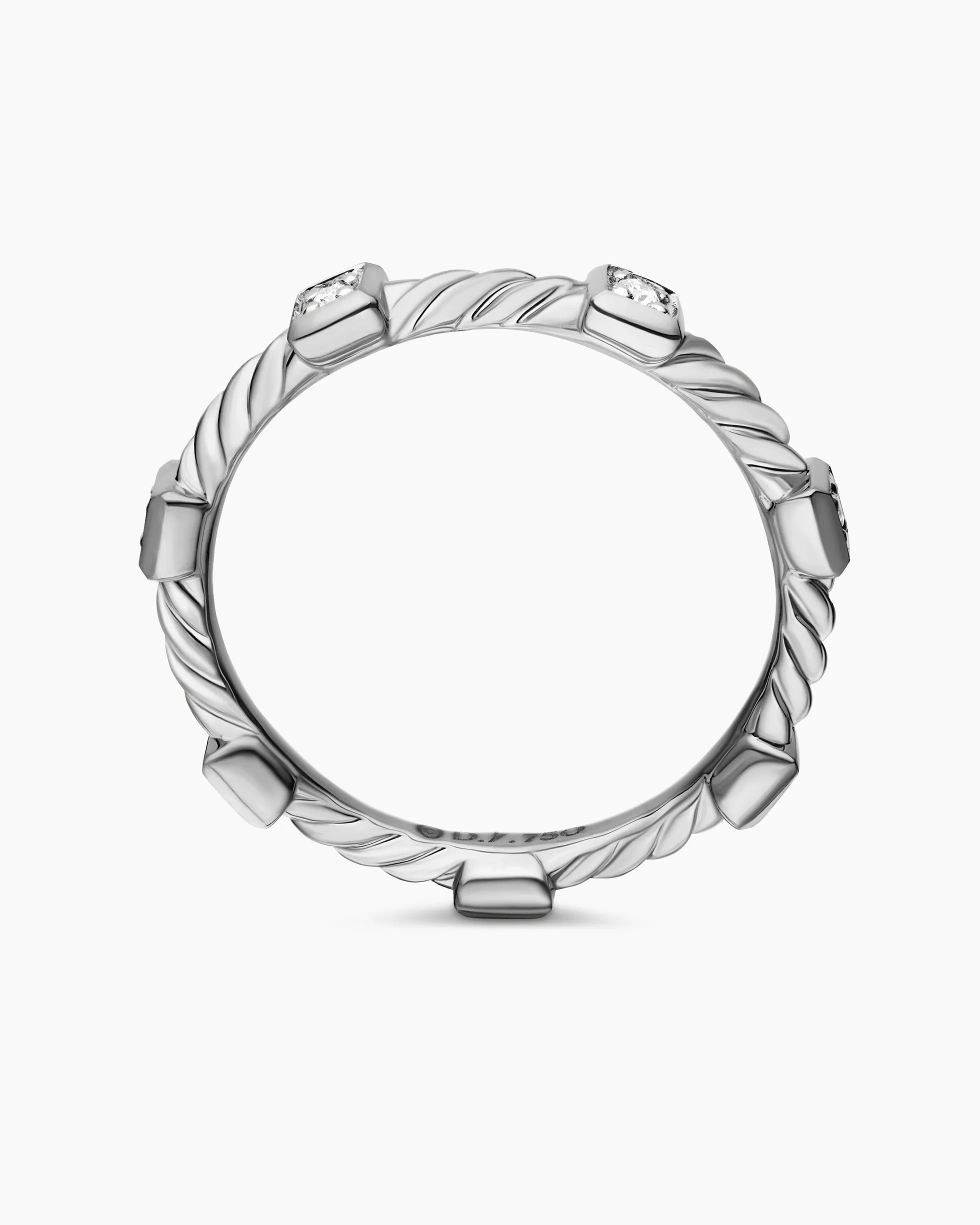 Cable Collectibles® Stations Stack Ring 18K White Gold with Diamonds, 2mm