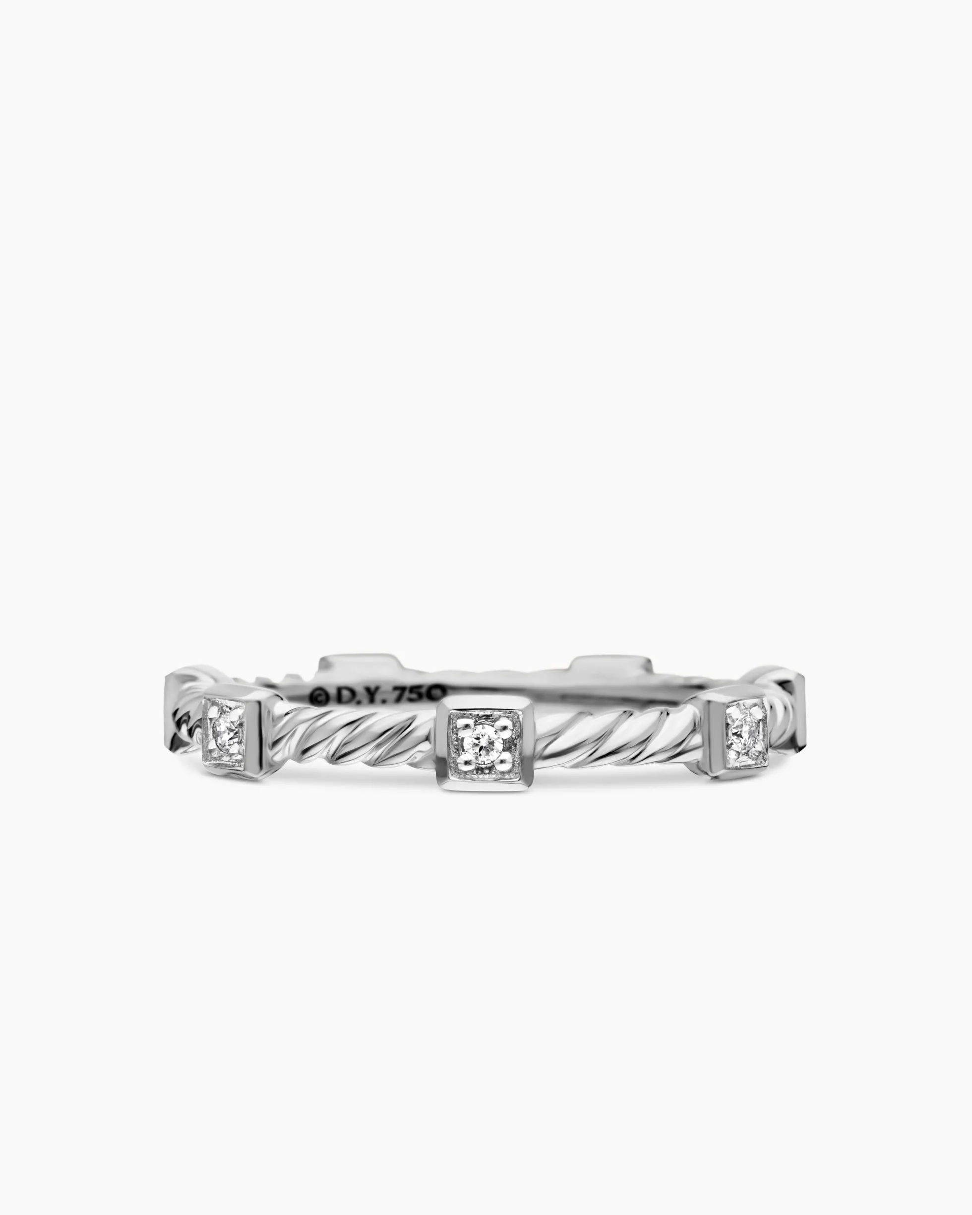 Cable Collectibles® Stations Stack Ring 18K White Gold with Diamonds, 2mm