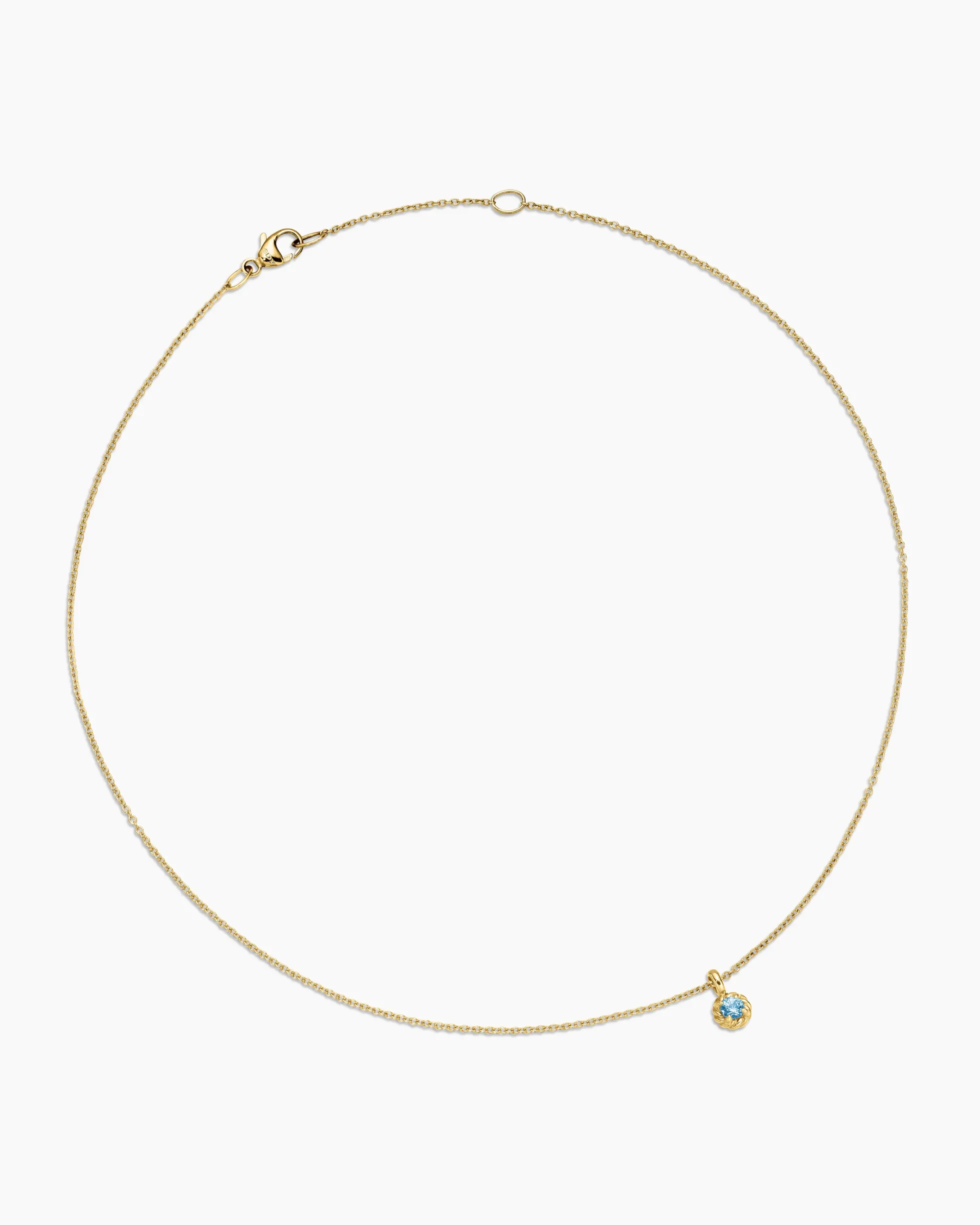 Cable Collectibles® Teen Birthstone Necklace 18K Yellow Gold with Blue Topaz, 3mm