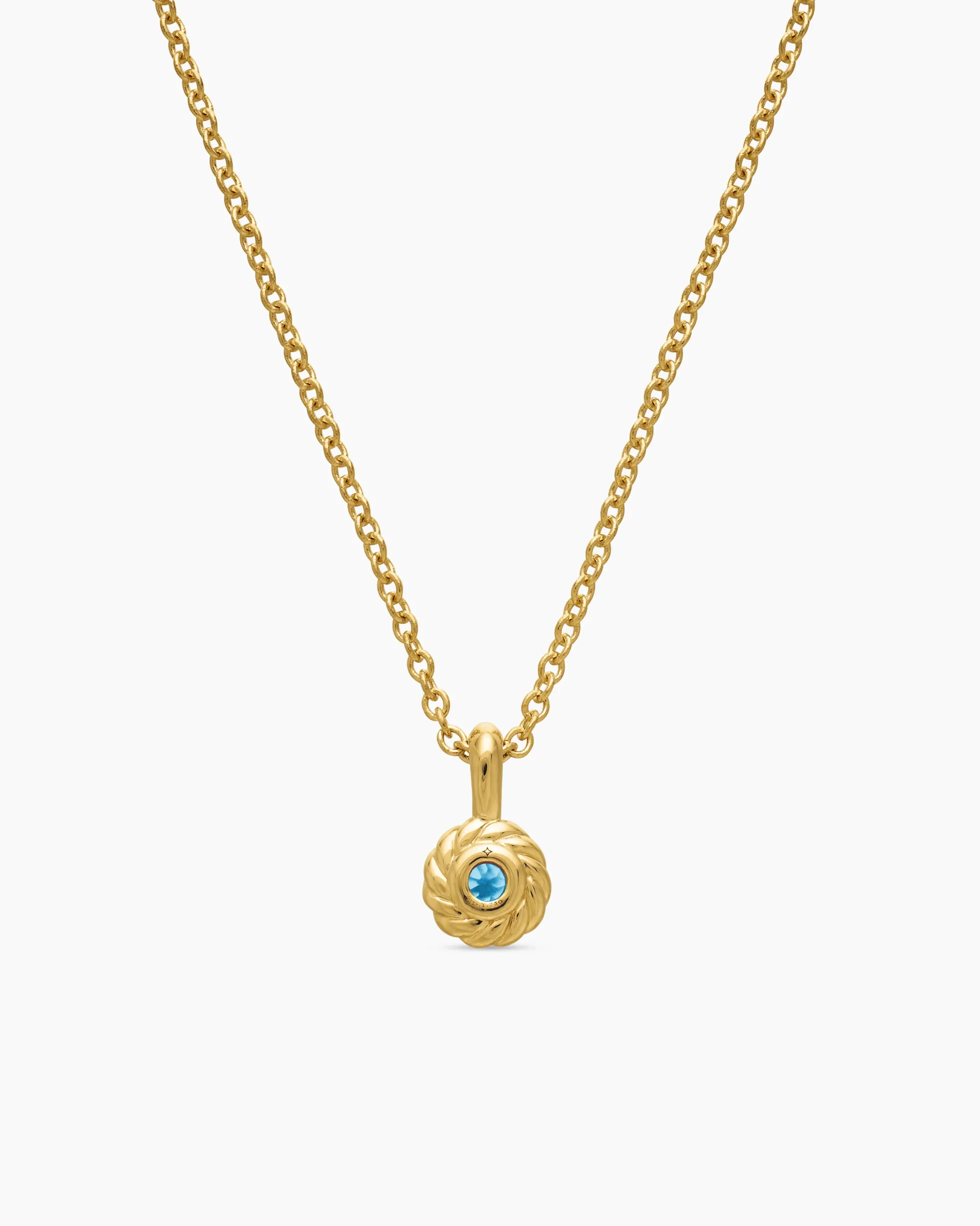 Cable Collectibles® Teen Birthstone Necklace 18K Yellow Gold with Blue Topaz, 3mm