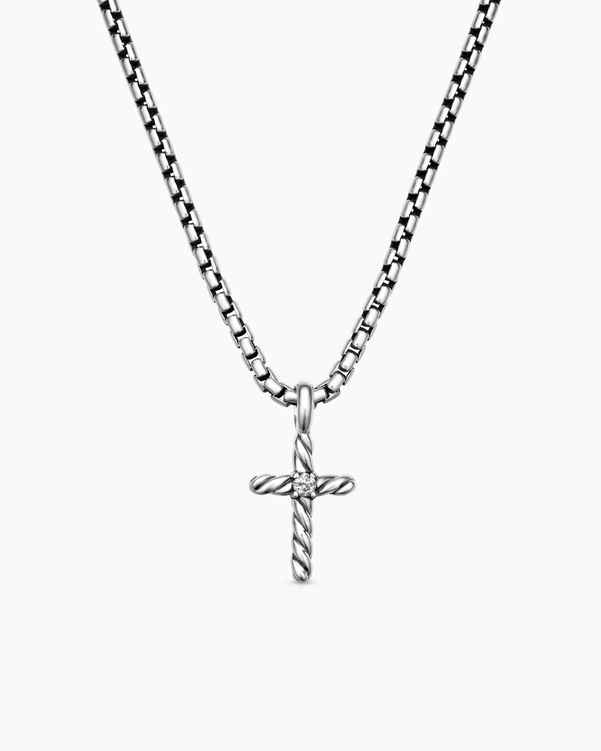 Cable Collectibles® Teen Cross Necklace Sterling Silver with Center Diamond