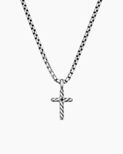 Cable Collectibles® Teen Cross Necklace Sterling Silver with Center Diamond