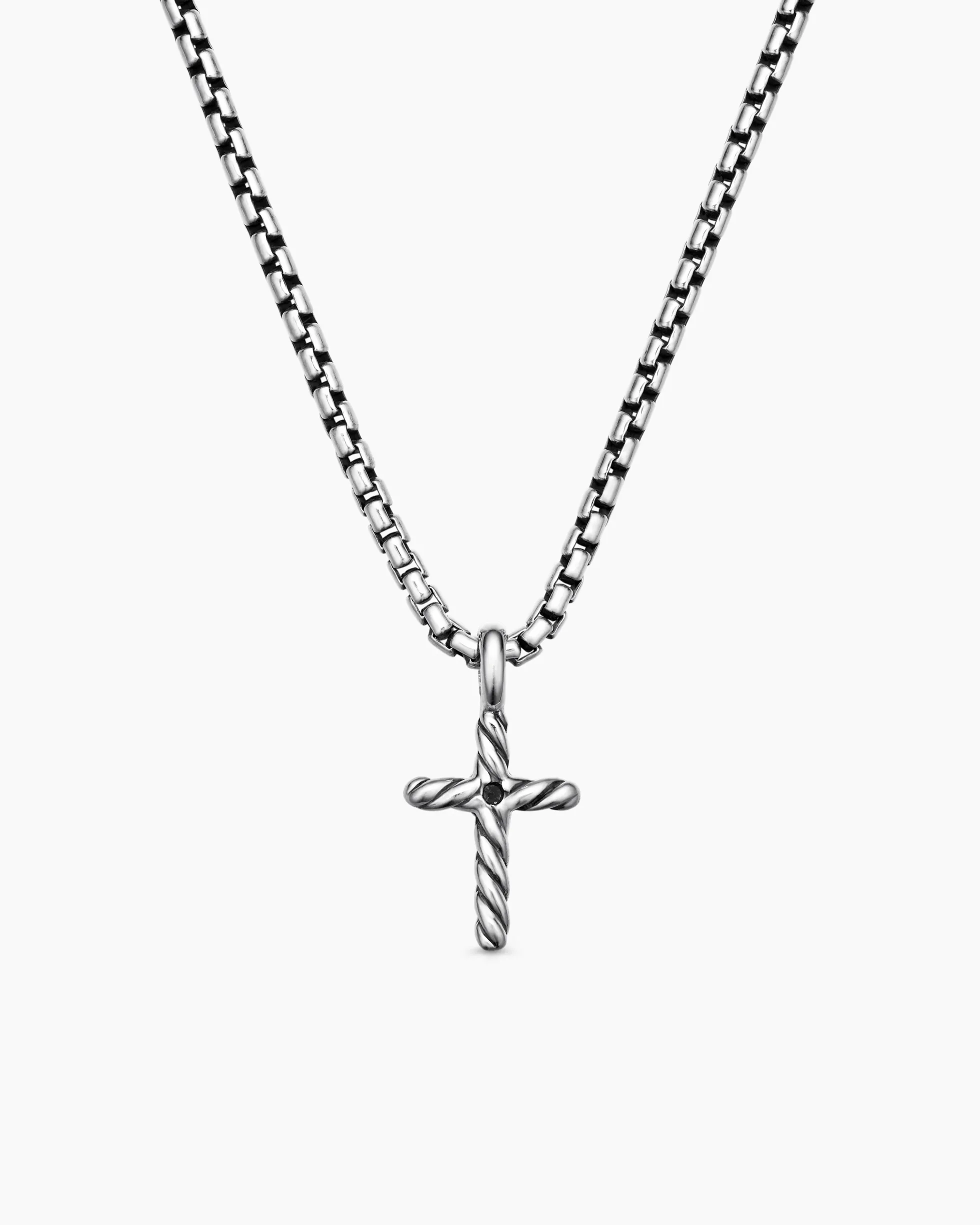 Cable Collectibles® Teen Cross Necklace Sterling Silver with Center Diamond