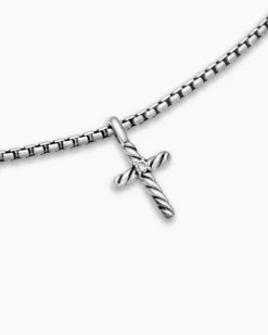Cable Collectibles® Teen Cross Necklace Sterling Silver with Center Diamond