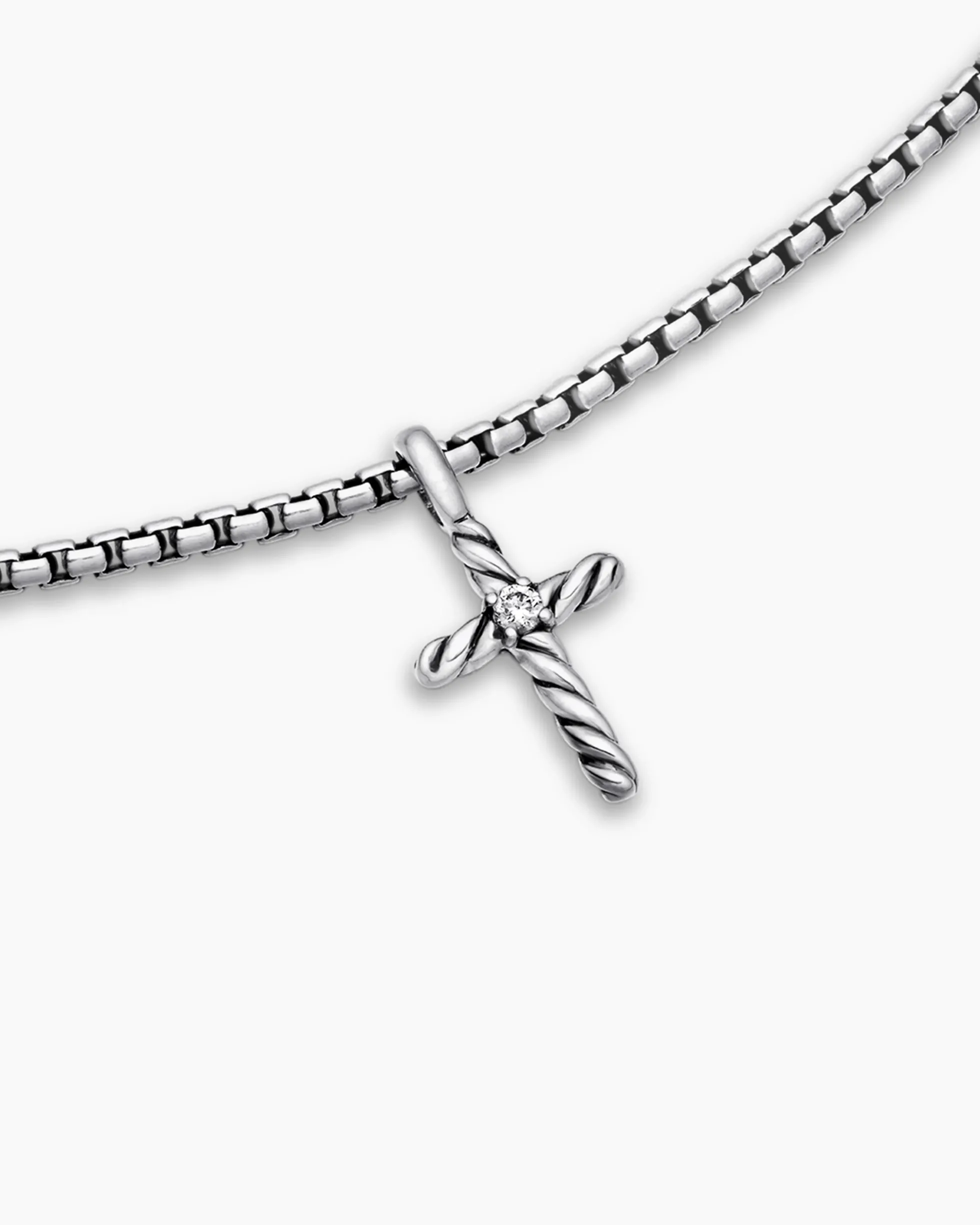 Cable Collectibles® Teen Cross Necklace Sterling Silver with Center Diamond