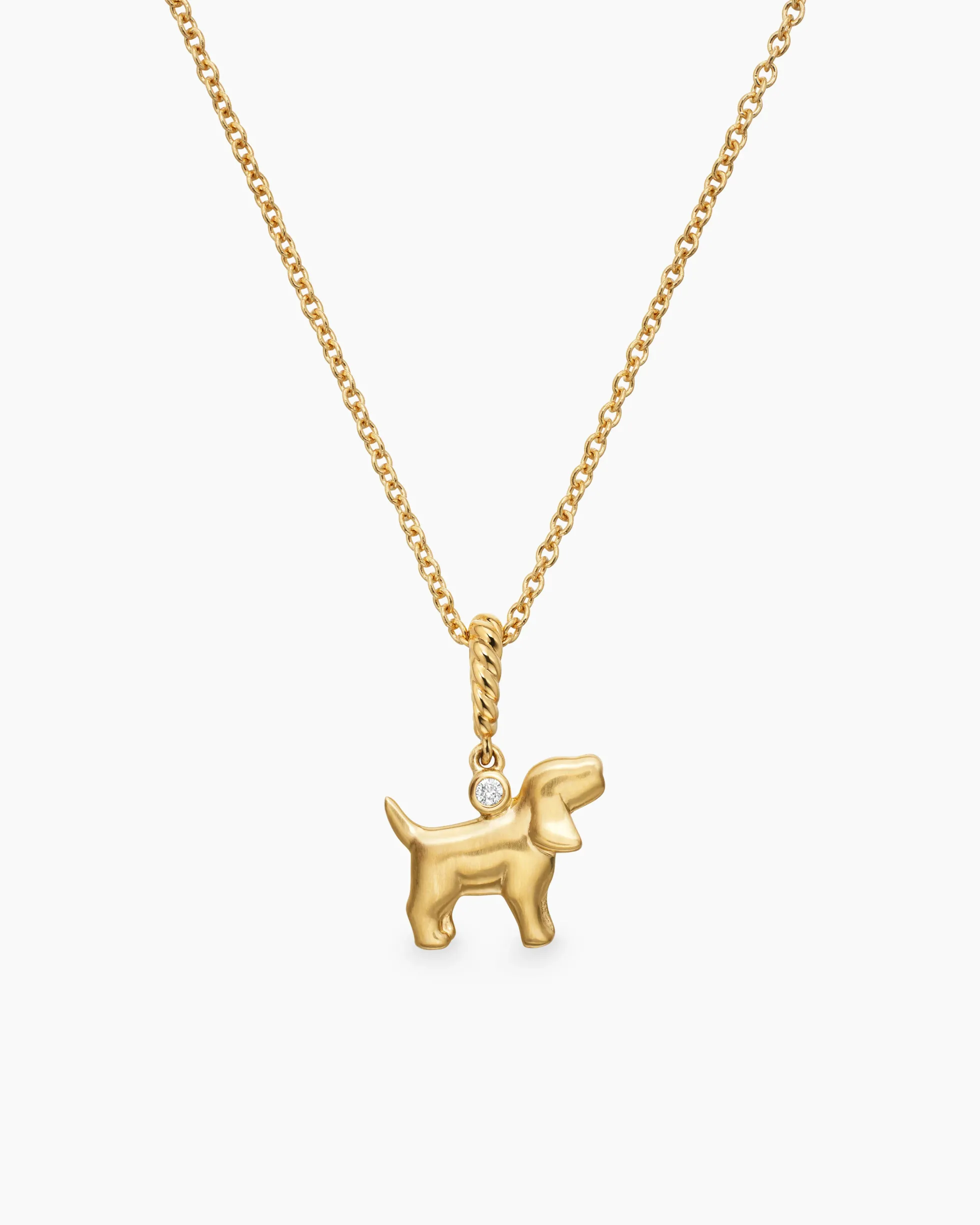 Cable Collectibles® Teen Dog Necklace 18K Yellow Gold with Diamond