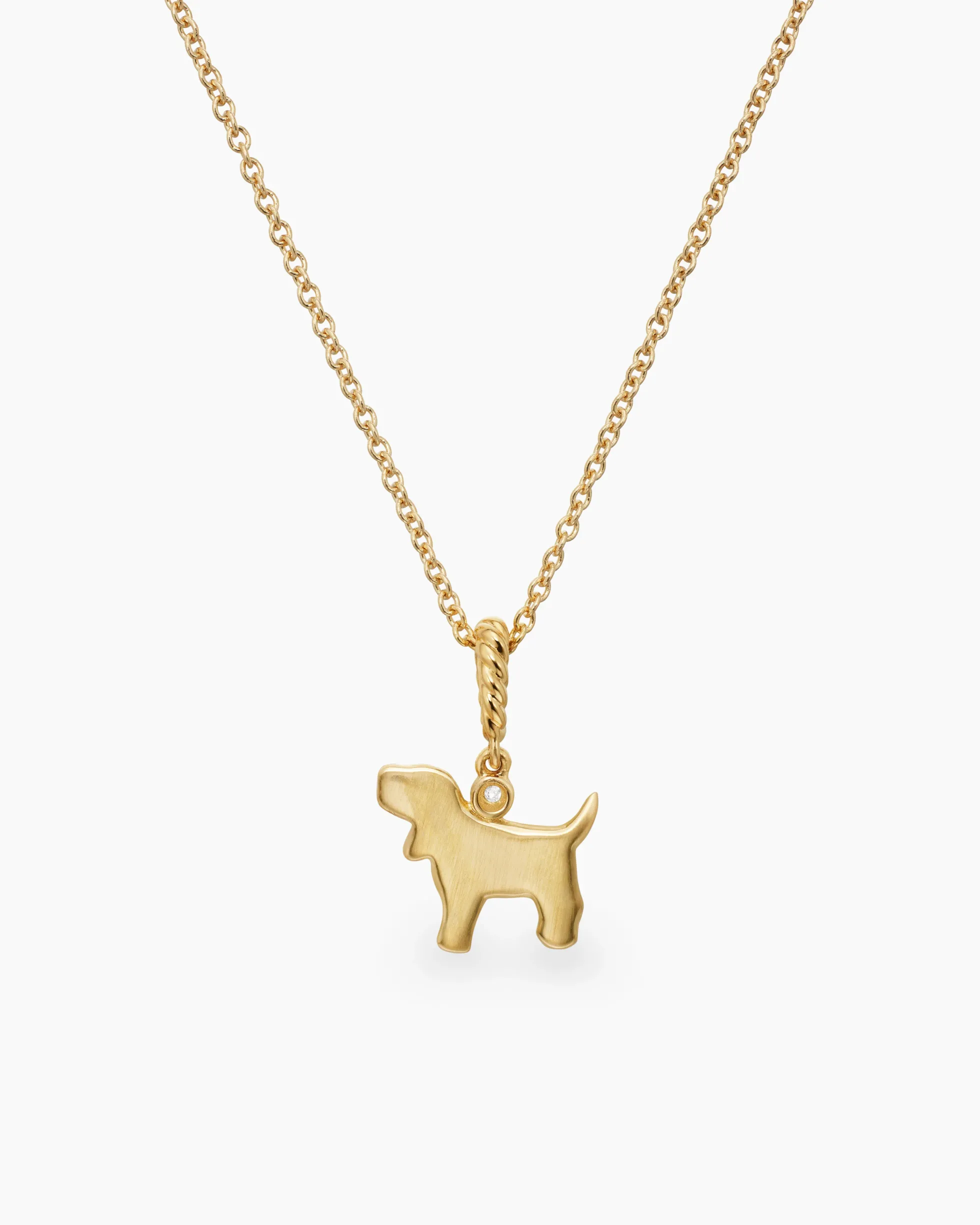 Cable Collectibles® Teen Dog Necklace 18K Yellow Gold with Diamond