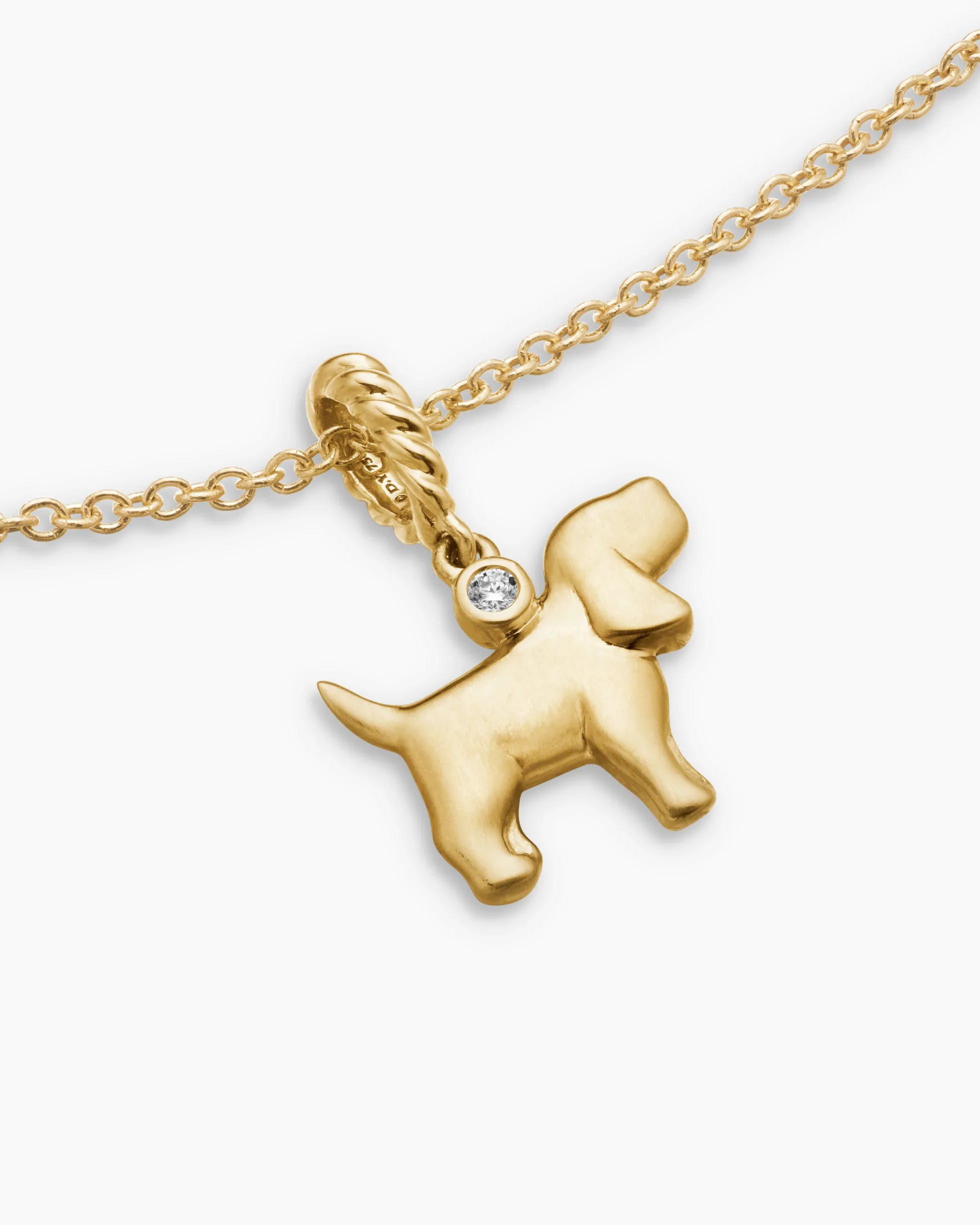 Cable Collectibles® Teen Dog Necklace 18K Yellow Gold with Diamond