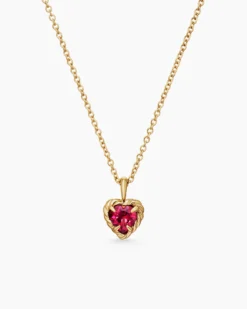 Cable Collectibles® Teen Heart Necklace 18K Yellow Gold with Rhodolite Garnet