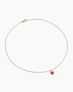 Cable Collectibles® Teen Heart Necklace 18K Yellow Gold with Rhodolite Garnet