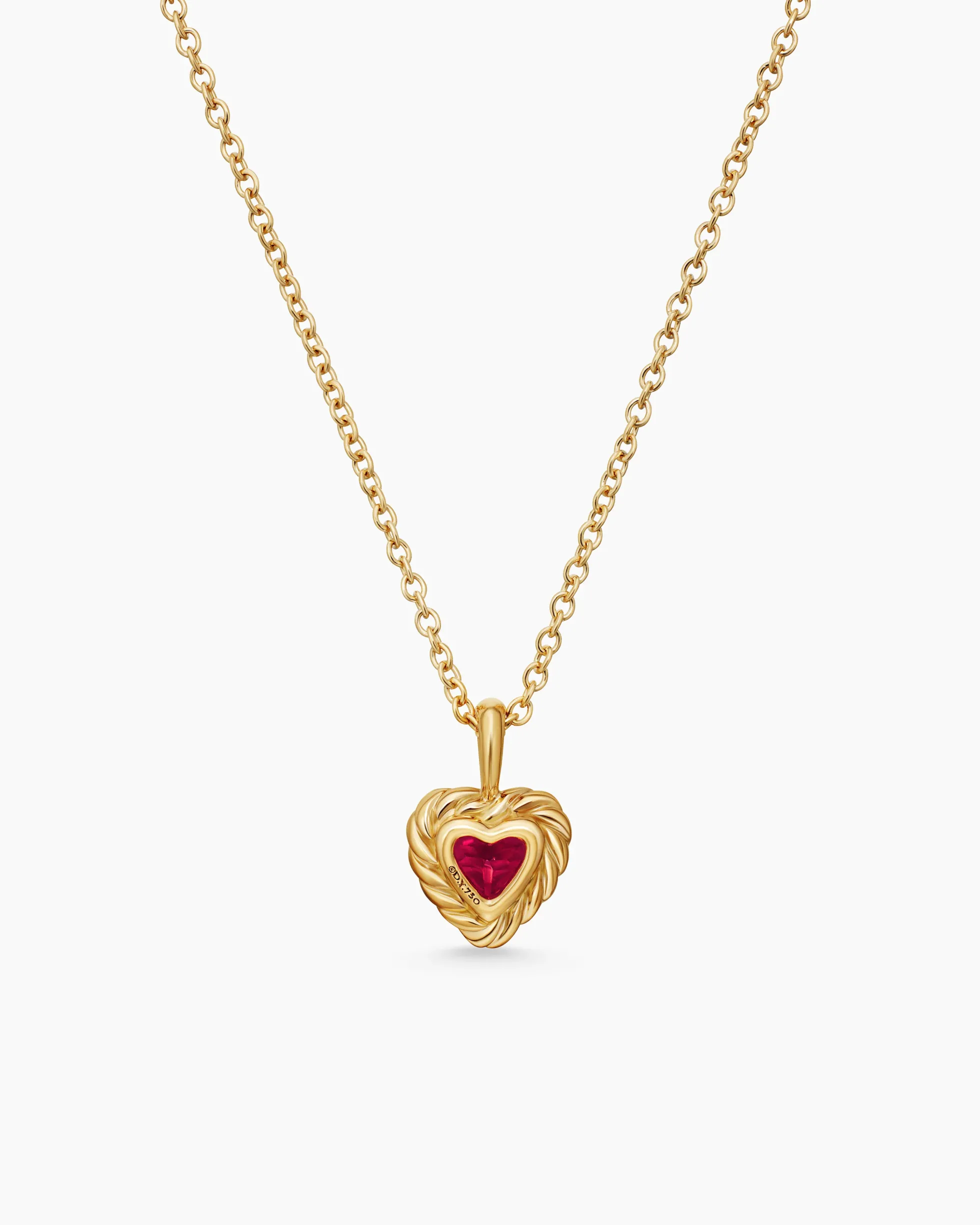 Cable Collectibles® Teen Heart Necklace 18K Yellow Gold with Rhodolite Garnet