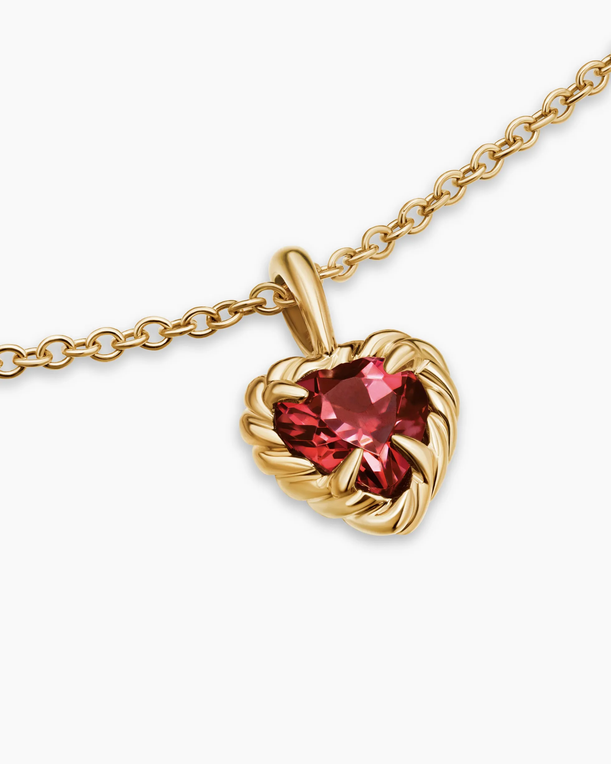 Cable Collectibles® Teen Heart Necklace 18K Yellow Gold with Rhodolite Garnet