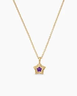 Cable Collectibles® Teen Star Necklace 18K Yellow Gold with Amethyst