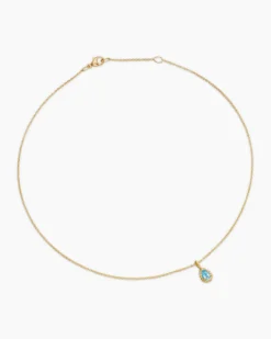 Cable Collectibles® Teen Teardrop Necklace 18K Yellow Gold with Blue Topaz