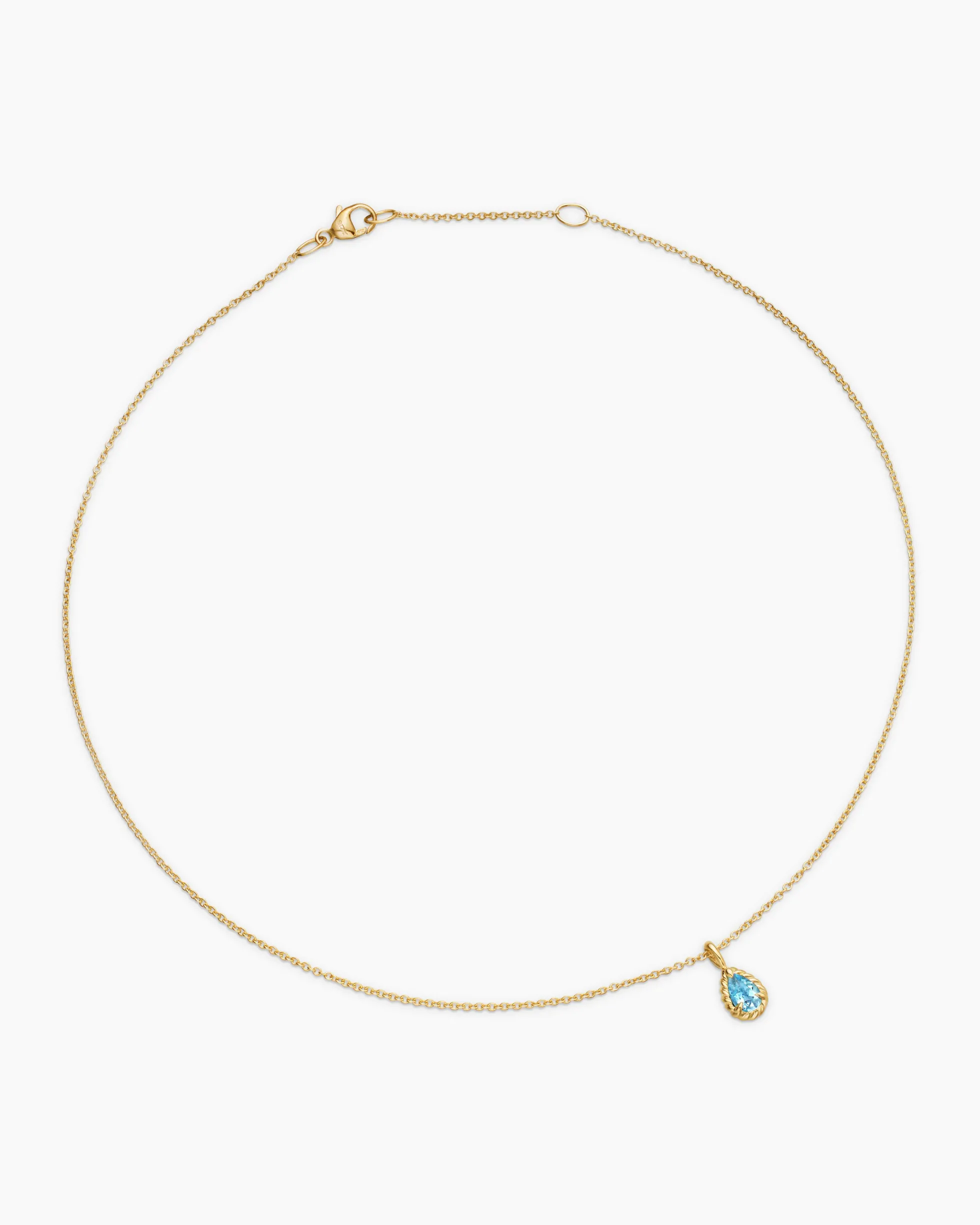 Cable Collectibles® Teen Teardrop Necklace 18K Yellow Gold with Blue Topaz