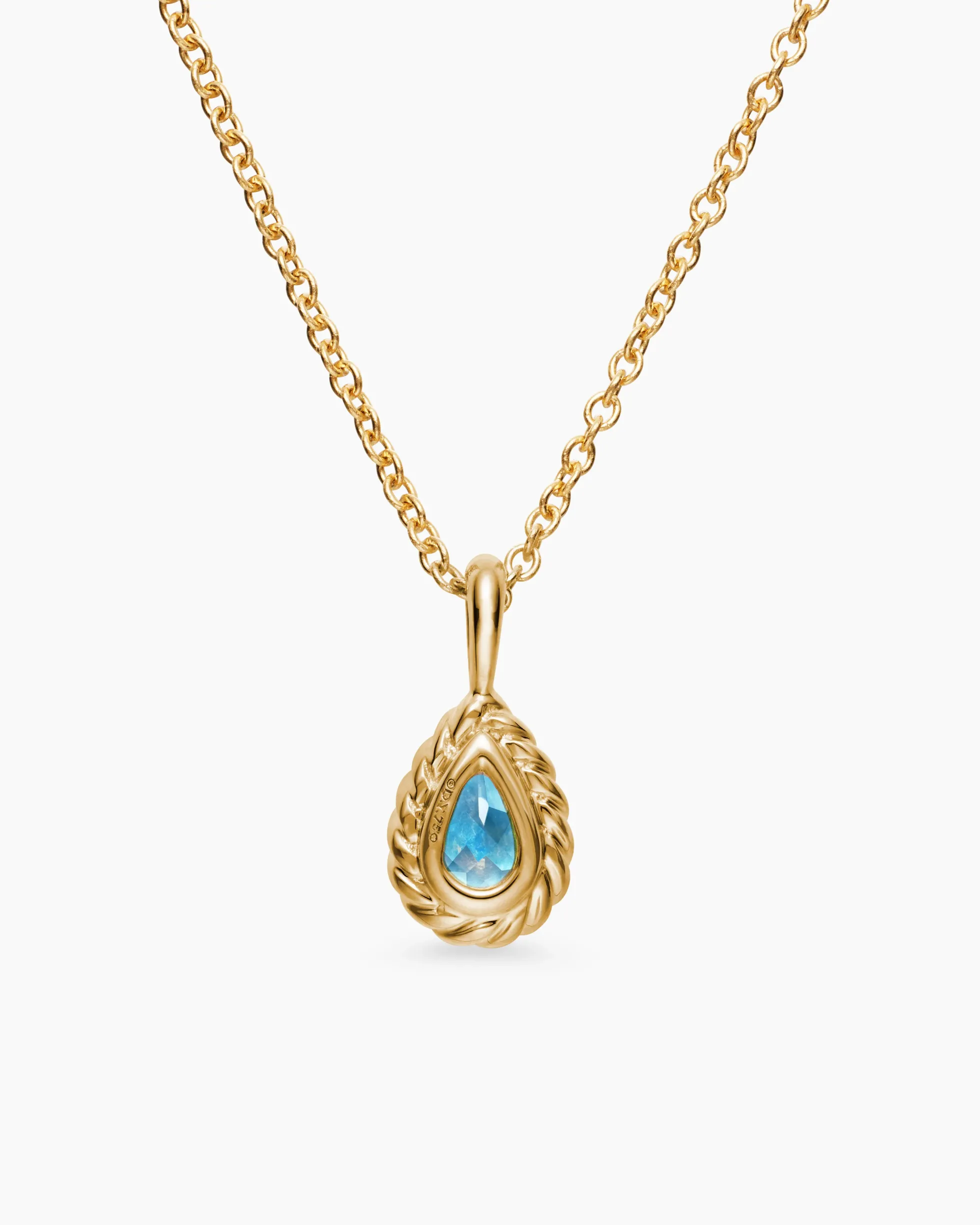 Cable Collectibles® Teen Teardrop Necklace 18K Yellow Gold with Blue Topaz