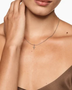 Cable Cross Pendant Necklace Sterling Silver, 17.5mm