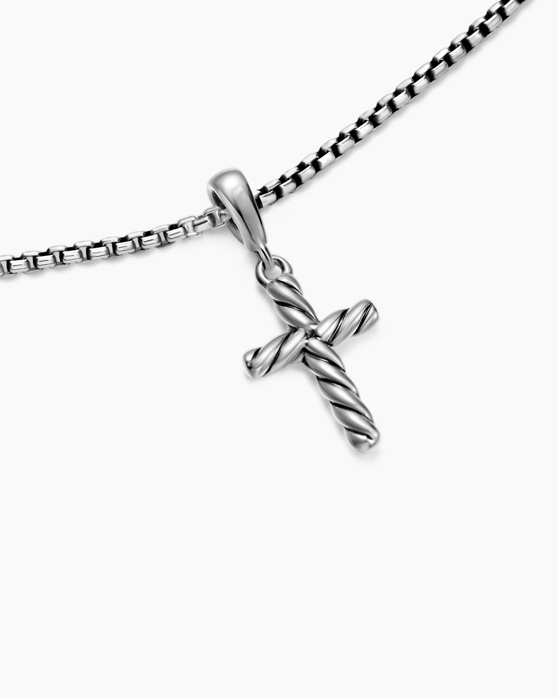 Cable Cross Pendant Necklace Sterling Silver, 17.5mm