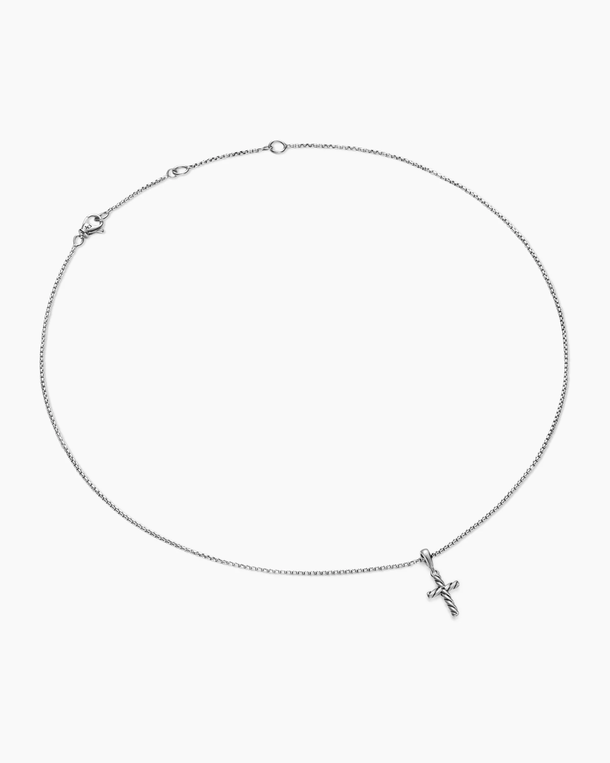 Cable Cross Pendant Necklace Sterling Silver, 17.5mm
