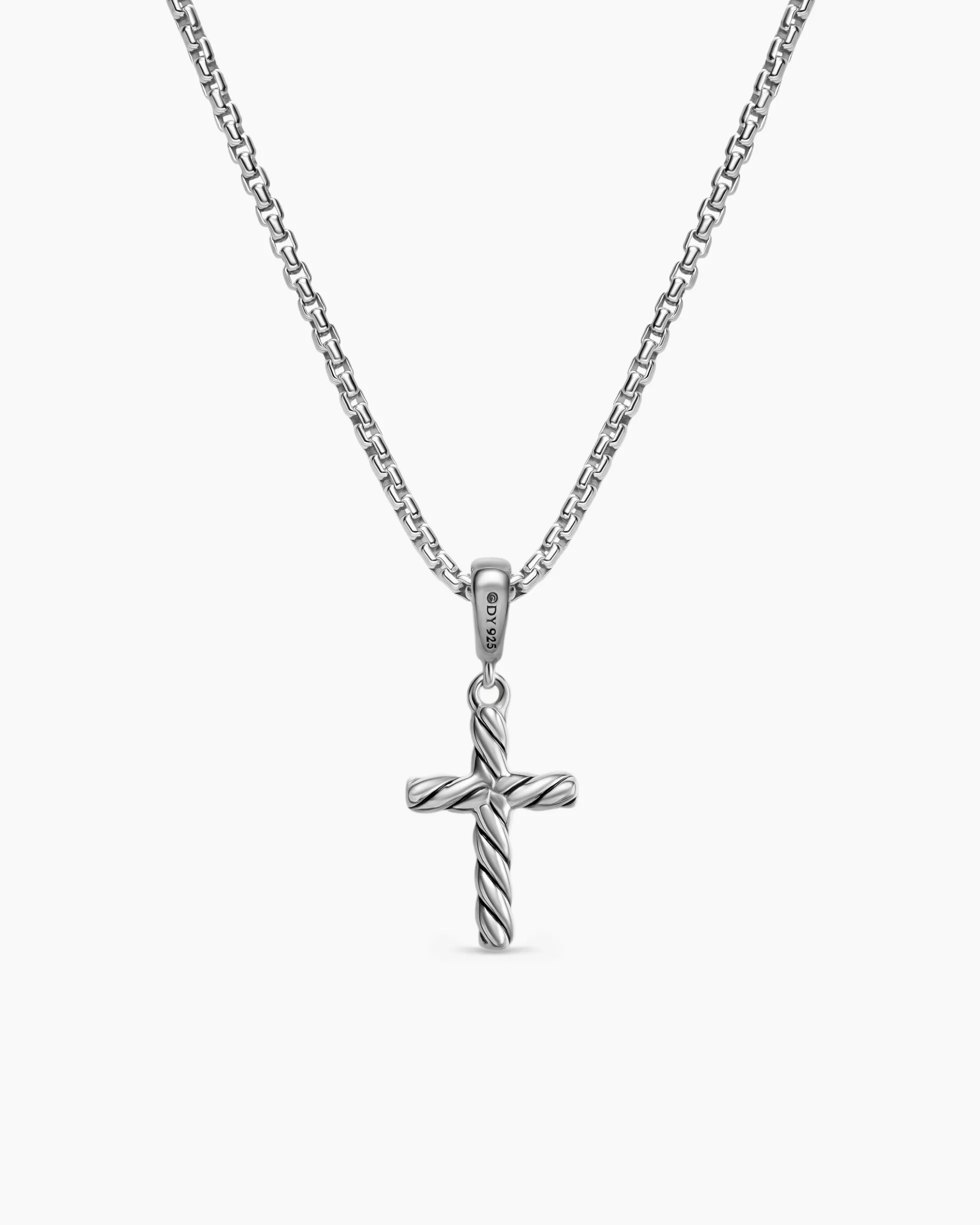 Cable Cross Pendant Necklace Sterling Silver, 17.5mm