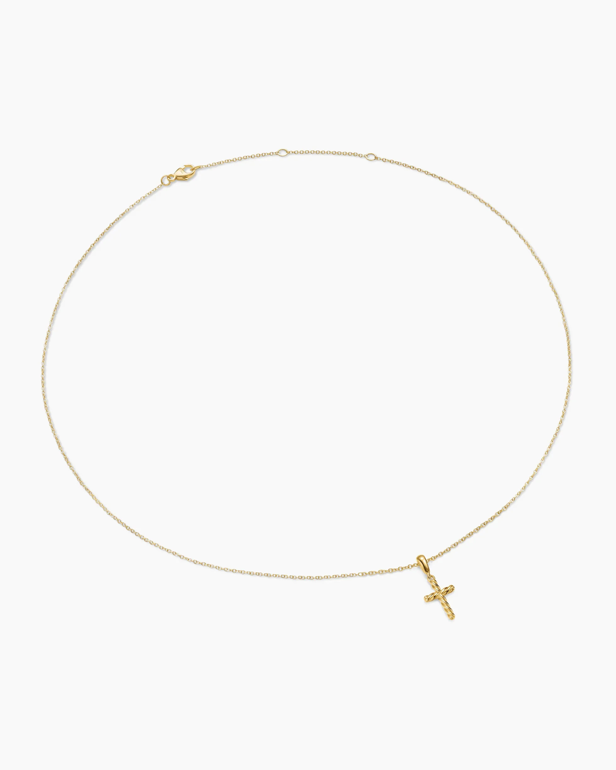 Cable Cross Pendant Necklace 18K Yellow Gold, 17.5mm