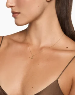 Cable Cross Pendant Necklace 18K Yellow Gold, 17.5mm