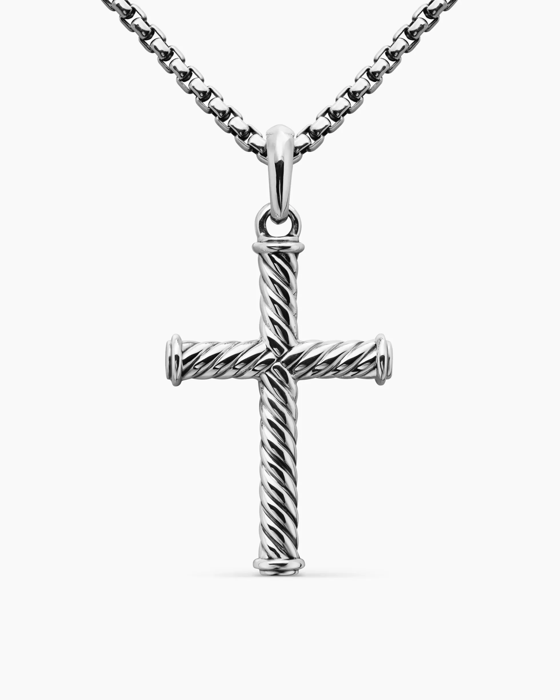 Cable Cross Pendant Sterling Silver, 35mm