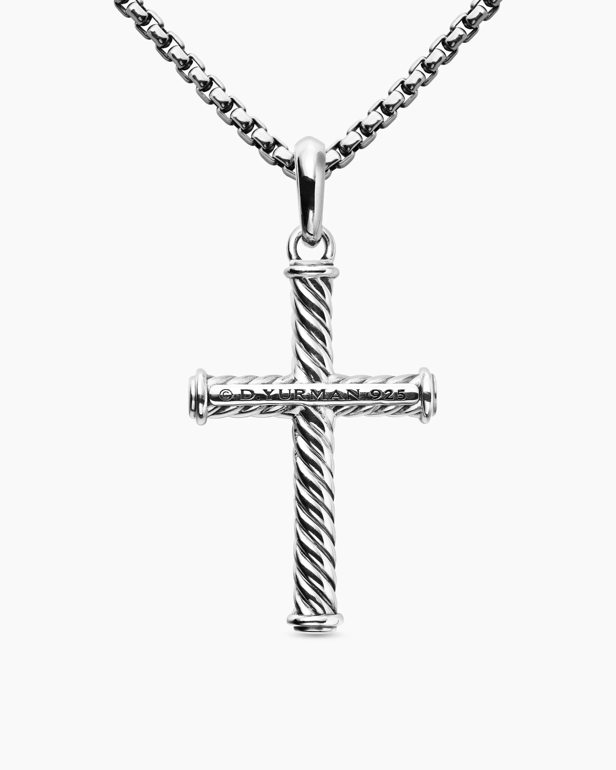 Cable Cross Pendant Sterling Silver, 35mm