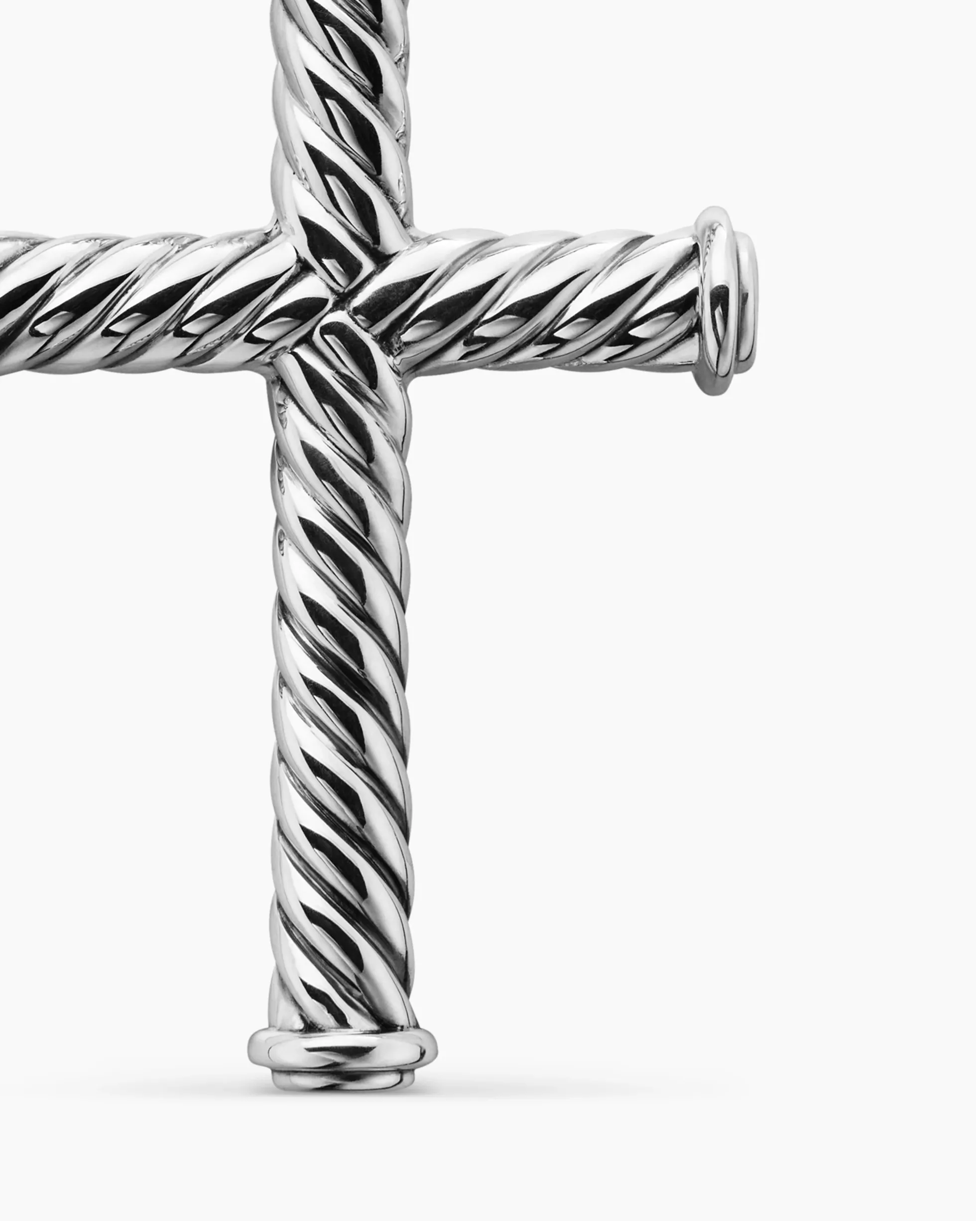 Cable Cross Pendant Sterling Silver, 35mm