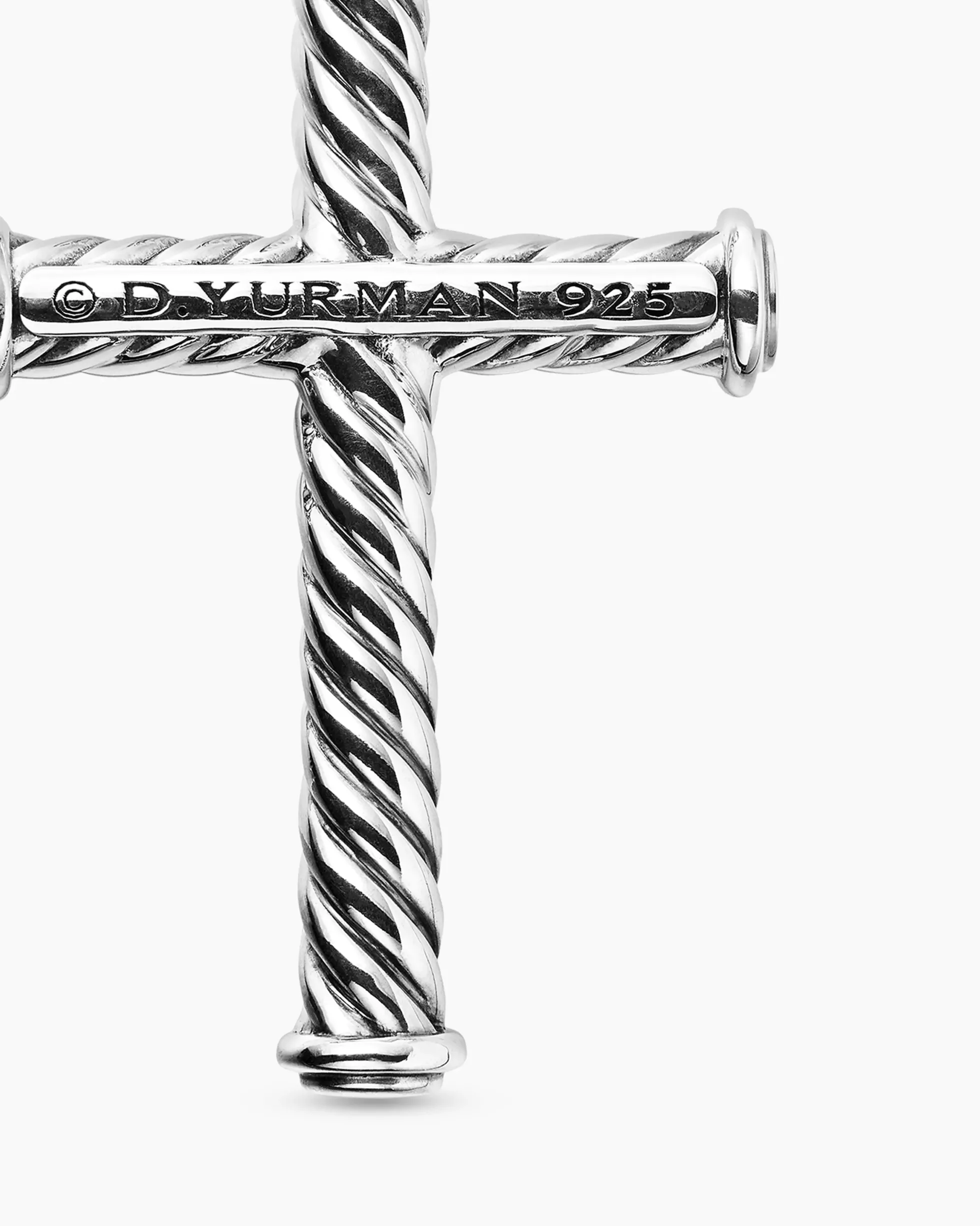 Cable Cross Pendant Sterling Silver, 35mm