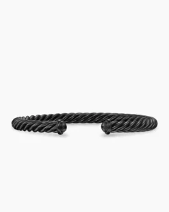 Cable Cuff Bracelet Black Aluminum, 6mm