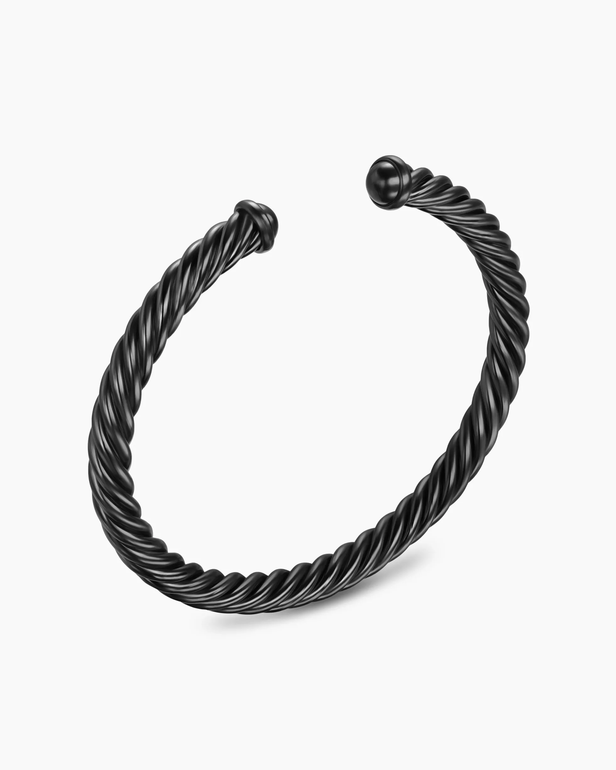 Cable Cuff Bracelet Black Aluminum, 6mm