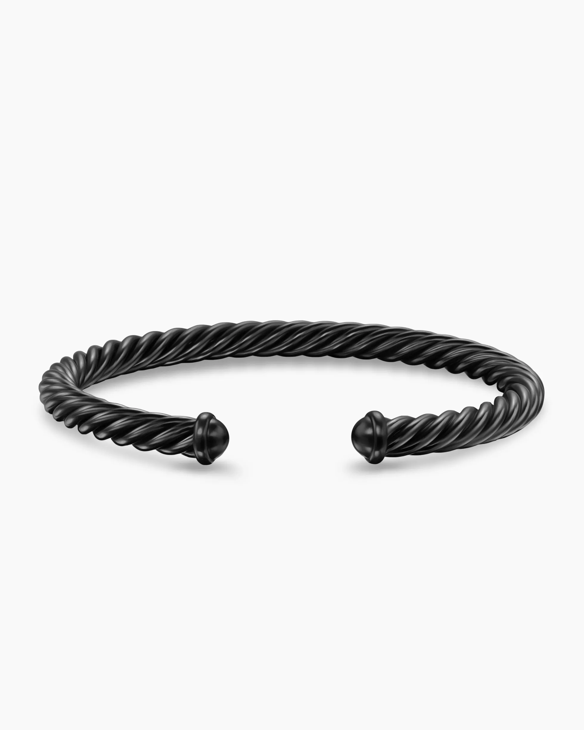Cable Cuff Bracelet Black Aluminum, 6mm