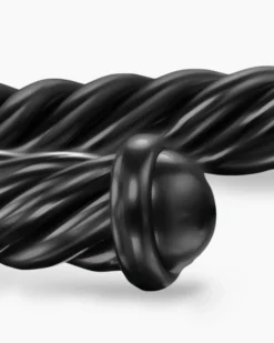 Cable Cuff Bracelet Black Aluminum, 6mm
