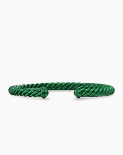 Cable Cuff Bracelet Green Aluminum, 6mm