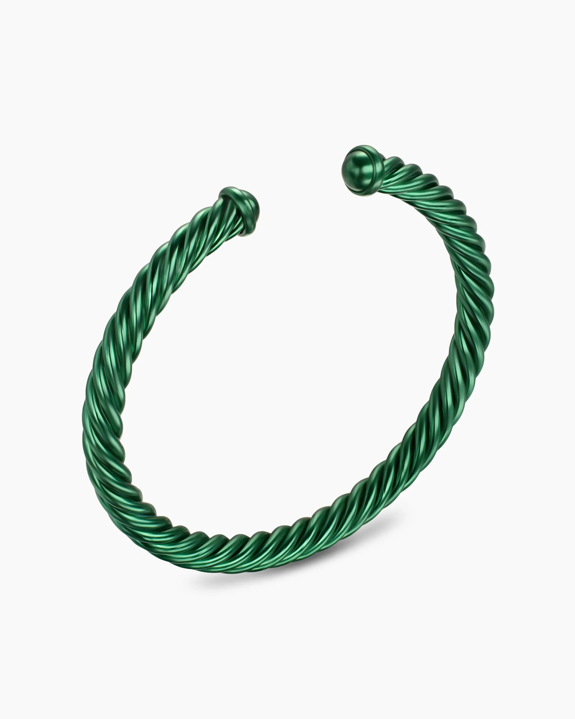 Cable Cuff Bracelet Green Aluminum, 6mm