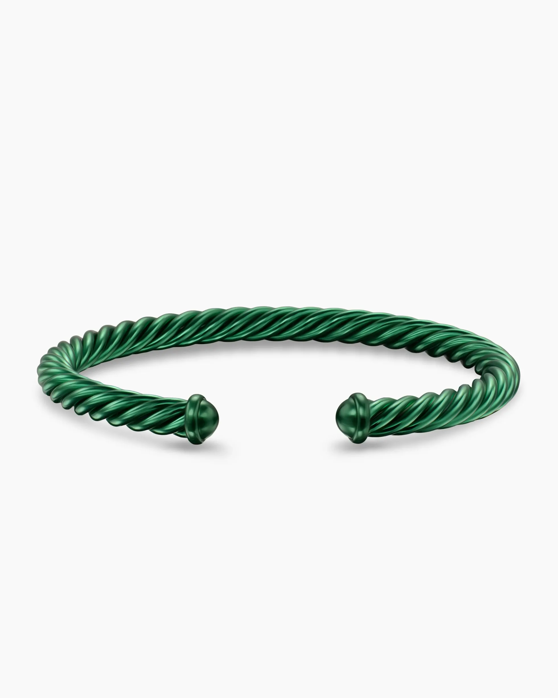 Cable Cuff Bracelet Green Aluminum, 6mm