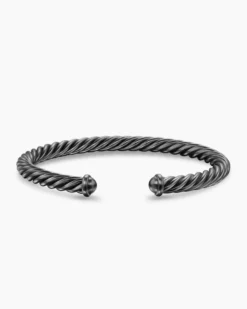 Cable Cuff Bracelet Grey Aluminum, 6mm