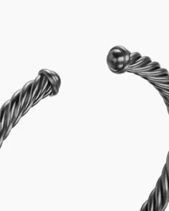 Cable Cuff Bracelet Grey Aluminum, 6mm