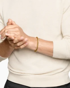 Cable Cuff Bracelet 18K Yellow Gold, 6mm