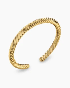 Cable Cuff Bracelet 18K Yellow Gold, 6mm