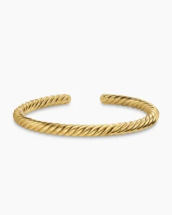 Cable Cuff Bracelet 18K Yellow Gold, 6mm