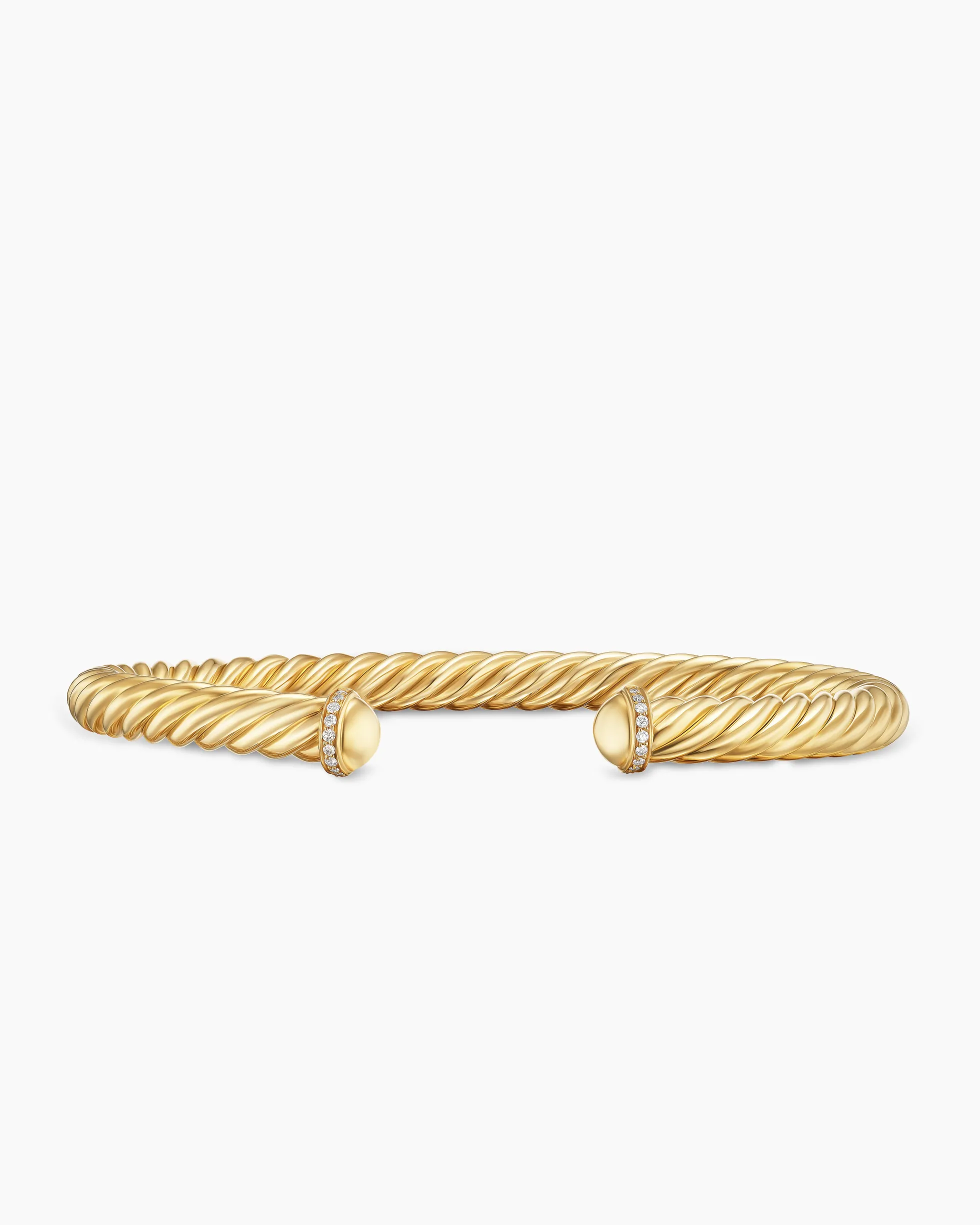 Cable Cuff Bracelet 18K Yellow Gold with Diamonds, 6mm