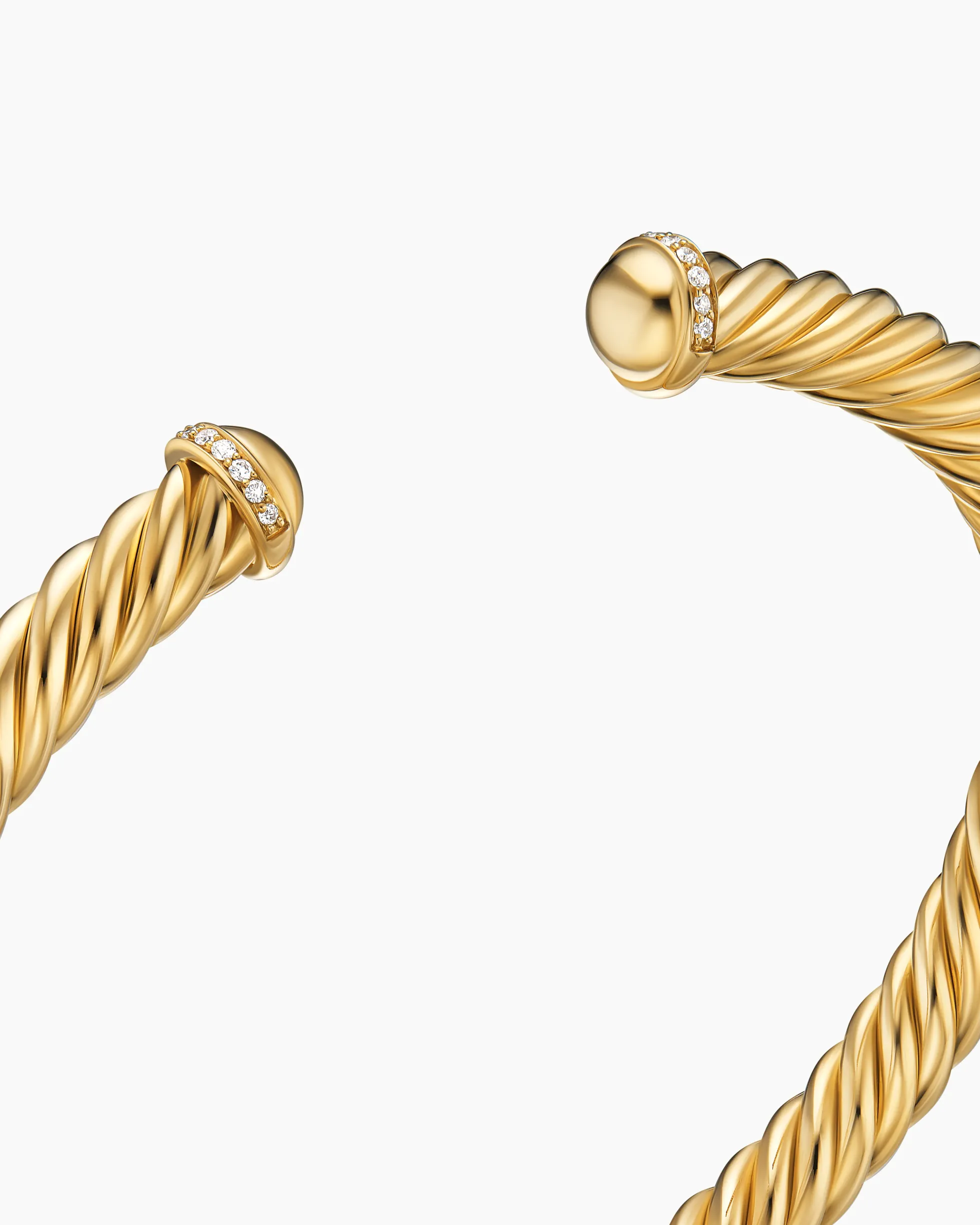 Cable Cuff Bracelet 18K Yellow Gold with Diamonds, 6mm