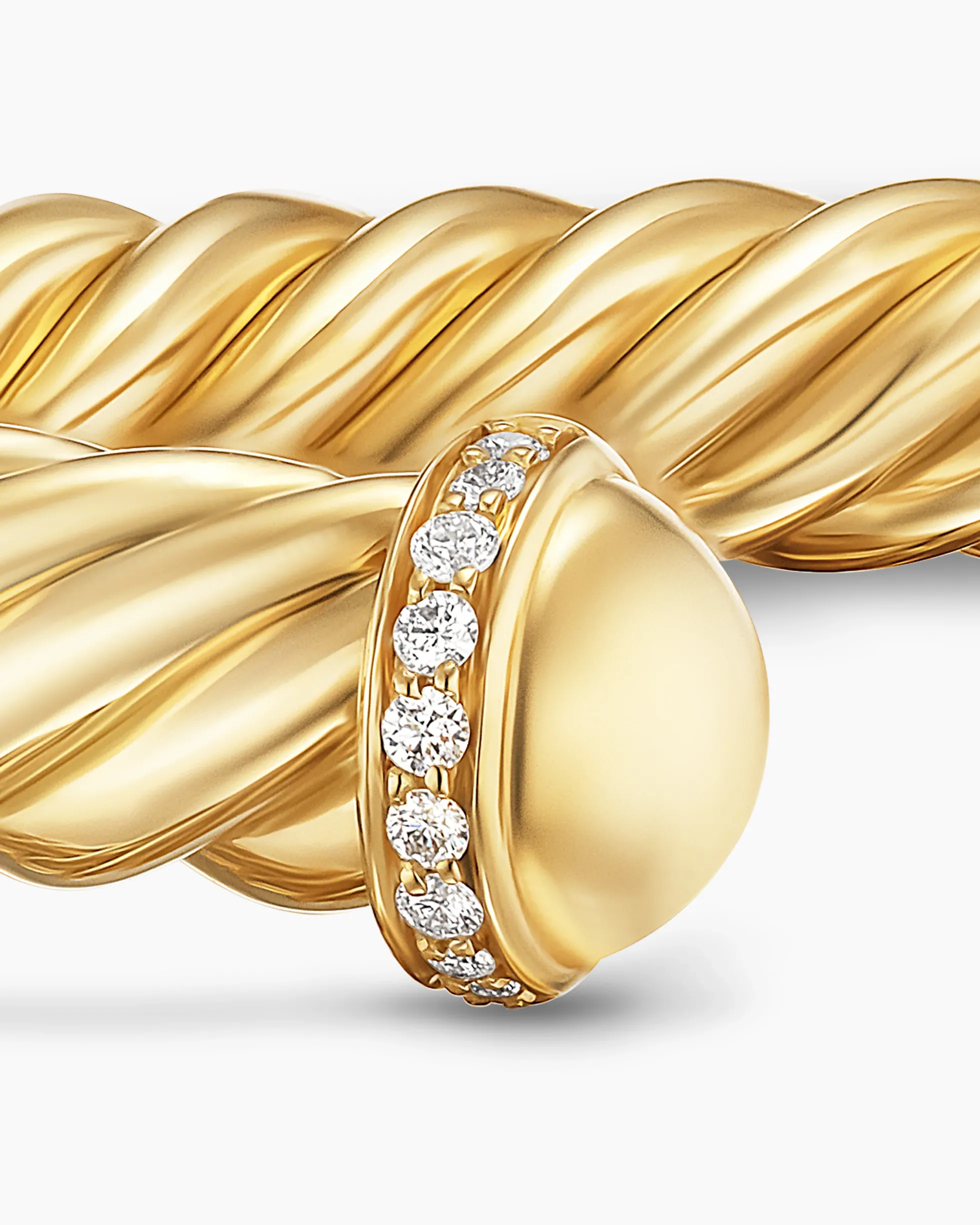 Cable Cuff Bracelet 18K Yellow Gold with Diamonds, 6mm