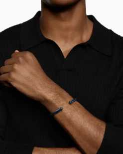 Cable Cuff Bracelet Navy Aluminum, 6mm