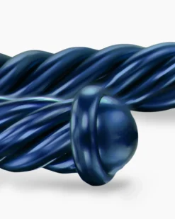 Cable Cuff Bracelet Navy Aluminum, 6mm